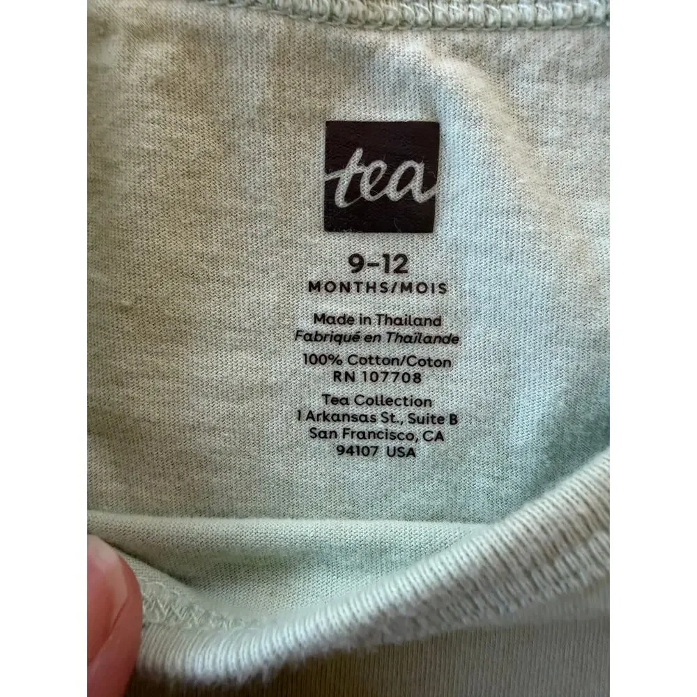 Tea Collection Folk Floral Border Print Flutter Sleeve Top Girls 9-12M - Picture 2 of 4